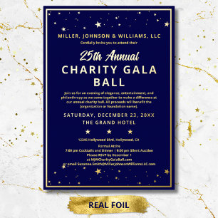 Invitación Con Relieve Metalizado Baile de Gala de la Empresa de Caridad Elegante Az