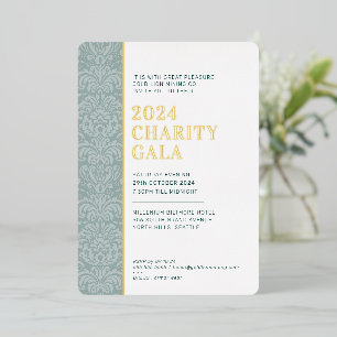 Invitación Con Relieve Metalizado BAILE DE GALA evento moderno y elegante verde oscu
