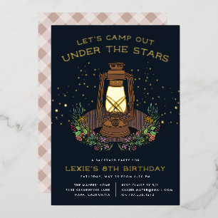 Invitación Con Relieve Metalizado Bajo las Estrellas Fiesta de Cumpleaños de Campi