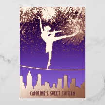 Ballerina NYC Silueta de la Ciudad Fuegos Artifici