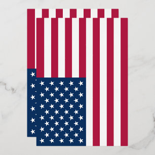 Invitación Con Relieve Metalizado bandera americana
