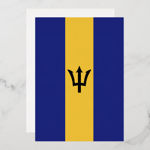 Invitación Con Relieve Metalizado Bandera de Barbados