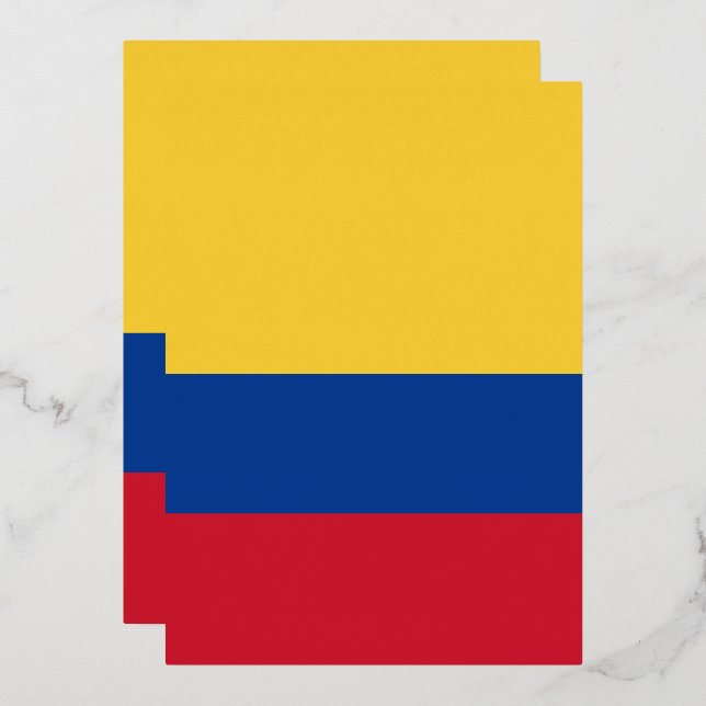 Invitación Con Relieve Metalizado Bandera de Colombia (Anverso/Reverso)