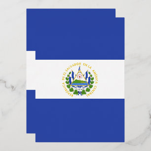 Invitación Con Relieve Metalizado Bandera de El Salvador