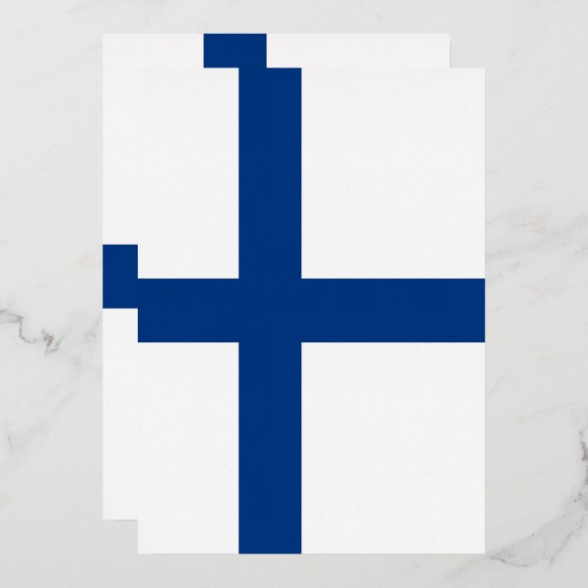 Invitación Con Relieve Metalizado Bandera de Finlandia (Anverso/Reverso)