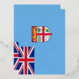 Invitación Con Relieve Metalizado Bandera de Fiyi