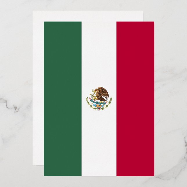 Invitación Con Relieve Metalizado Bandera de México (Anverso/Reverso)