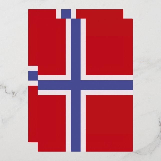 Invitación Con Relieve Metalizado Bandera de Noruega (Anverso/Reverso)