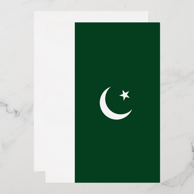 Invitación Con Relieve Metalizado Bandera de Pakistán (Anverso/Reverso)