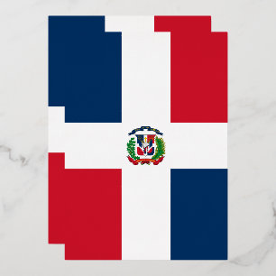 Invitación Con Relieve Metalizado Bandera de República Dominicana