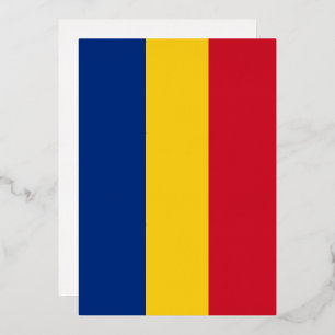 Invitación Con Relieve Metalizado Bandera de Rumania