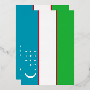 Invitación Con Relieve Metalizado Bandera de Uzbekistán