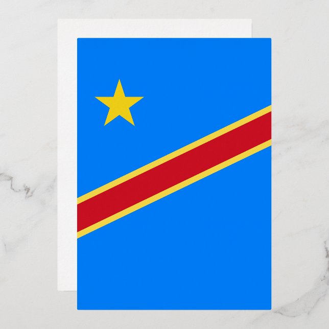 Invitación Con Relieve Metalizado Bandera del Congo (Anverso/Reverso)