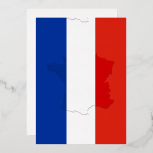 Invitación Con Relieve Metalizado bandera francesa