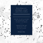Invitación Con Relieve Metalizado Bar minimalista Mitzvah Marina Blue Silver<br><div class="desc">La disposición minimalista en Relieve metalizado real. Elija entre oro,  oro rosa o Relieve metalizado plateado sobre fondo de color personalizado para coincidir con su evento.</div>