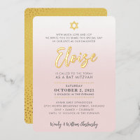 BAR MITZVAH bonito estrella dorada rosa pálido