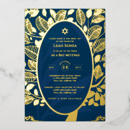 Invitación Con Relieve Metalizado Bar Mitzvah Invitación Árbol de RELIEVE METALIZADO