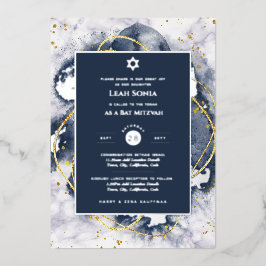 Invitación Con Relieve Metalizado Bar Mitzvah Invitación Real Relieve metalizado Aga
