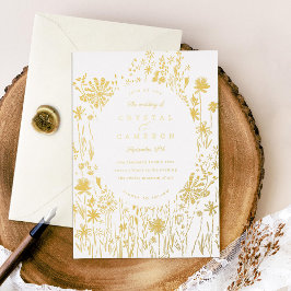 Invitación Con Relieve Metalizado Barrio floral floral de oro