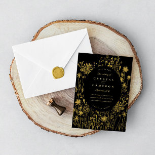 Invitación Con Relieve Metalizado Barrio floral floral de oro