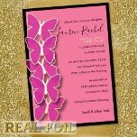 Invitación Con Relieve Metalizado Bat Mitzvah Borde de mariposa dimensional<br><div class="desc">Grupos de invitación Bar Mitzvah y Bat Mitzvah diseñados por Umua. Impreso y enviado por Zazzle o sus socios.</div>
