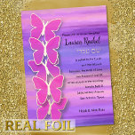 Invitación Con Relieve Metalizado Bat Mitzvah Butterfly color de agua morado rosado<br><div class="desc">Bat Mitzvah Mariposa Púrpura Color de Agua Rosa. Bat Mitzvah diseños de Umua. Impreso y enviado por Zazzle o su socio.</div>