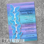 Invitación Con Relieve Metalizado Bat Mitzvah Butterfly Turquoise Purple Watercolor<br><div class="desc">Bat Mitzvah Mariposa Turquesa Púrpura Acuarela. Bat Mitzvah diseños de Umua. Impreso y enviado por Zazzle o su socio.</div>