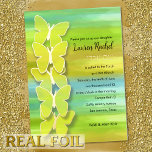 Invitación Con Relieve Metalizado Bat Mitzvah Butterfly Watercolor azul verde amaril<br><div class="desc">Bat Mitzvah Mariposa Color azul verde amarillo azul Mitzvah diseños de Umua. Impreso y enviado por Zazzle o su socio.</div>