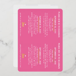 Invitación Con Relieve Metalizado BAT MITZVAH escritura moderna bonito de oro rosa