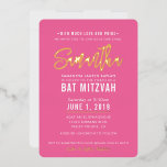 Invitación Con Relieve Metalizado BAT MITZVAH escritura moderna bonito de oro rosa<br><div class="desc">por kat massard >>> kat@simplysweetPAPERIE.com <<< Un diseño de invitación de moda para el programa de instalación BAR/BAT MITZVAH de su hijo como plantilla es sencillo para usted agregar sus propios detalles, o pulsar el botón personalizar y puede agregar o cambiar texto, tipos de letra, tamaños, etc. TIP: 1. Para...</div>