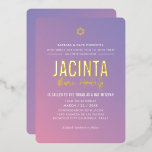 Invitación Con Relieve Metalizado BAT MITZVAH estrella moderna gradiente morado rosa<br><div class="desc">por kat massard >>> kat@simplysweetPAPERIE.com <<<
CONTÁCTAME para redacción personalizada o para agregar líneas en hebreo
¿Te gusta el diseño,  pero te gustaría ver algunos cambios? ¿Otro esquema de color,  producto,  agregar una foto o adaptarlo para una ocasión diferente? No hay problema,  simplemente contáctame. ¡Estoy encantada de ayudar!</div>