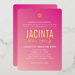 Invitación Con Relieve Metalizado BAT MITZVAH estrella moderna rosa brillante gradie<br><div class="desc">por kat massard >>> kat@simplysweetPAPERIE.com <<< CONTÁCTAME para redacción personalizada o para agregar líneas en hebreo Me encanta el diseño, pero me gustaría ver algunos cambios - otro esquema de color, producto, agregar una foto o adaptado para una ocasión diferente - no hay problema, simplemente contáctame - estoy encantada de...</div>