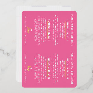 Invitación Con Relieve Metalizado BAT MITZVAH guion moderno rosa dorado bonito