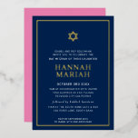 Invitación Con Relieve Metalizado BAT MITZVAH moderna mínima estrella borde color ro<br><div class="desc">por kat massard Invitación moderna con "Relieve metalizado dorado brillante" para la celebración MITZVAH de su hijo. Fácil actualización de la plantilla usted mismo Envíame un correo electrónico para encontrar elementos coincidentes y combinaciones de colores alternativas - kat@simplysweetpaperie.com</div>