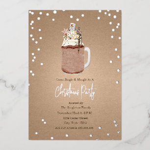 Invitación Con Relieve Metalizado Batido de Chocolate de Navidad Fiesta de Navidad