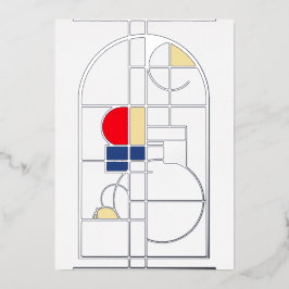 Invitación Con Relieve Metalizado Bauhaus moderno, en blanco, plateado,