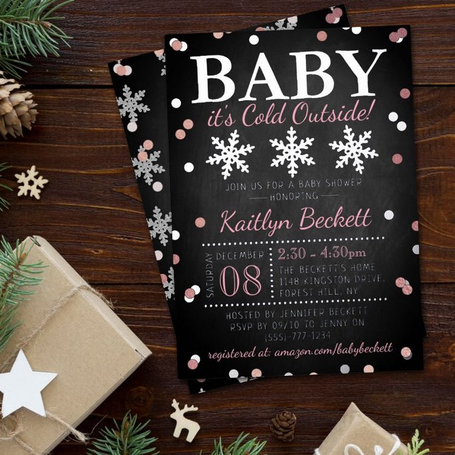 Invitación Con Relieve Metalizado Bebé, frío fuera de Chicas Baby Shower (Subido por el creador)
