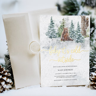 Invitación Con Relieve Metalizado Bebé, frío fuera de la ducha bebé