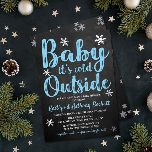 Invitación Con Relieve Metalizado Bebé hace frío afuera chicos ducha de bebé de invi