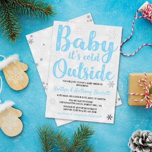 Invitación Con Relieve Metalizado Bebé hace frío afuera chicos ducha de bebé de invi