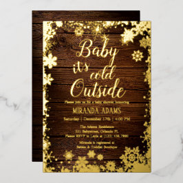 Invitación Con Relieve Metalizado Bebé, hace frío afuera de Winter Baby Shower