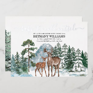 Invitación Con Relieve Metalizado Bebé, hace frío afuera de Winter Baby Shower Snow