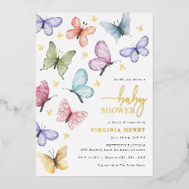 Invitación Con Relieve Metalizado Bebé mariposa