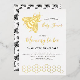 Invitación Con Relieve Metalizado Bee Baby Shower