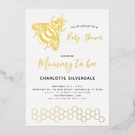 Invitación Con Relieve Metalizado Bee Baby Shower