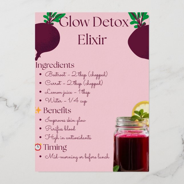 Invitación Con Relieve Metalizado Beet Ginger Lemon Shot (Anverso)