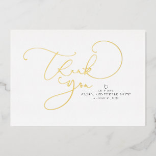 Invitación Con Relieve Metalizado Bello guión Sr y Sra agradecimiento de boda