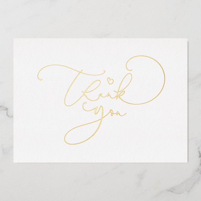 Invitación Con Relieve Metalizado Bello Script de Letra Cute Gracias (Anverso)