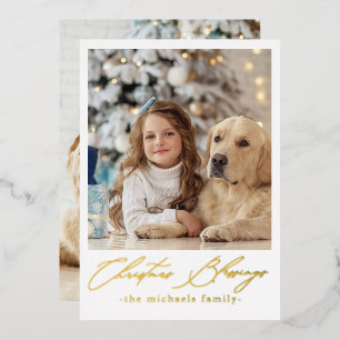 Invitación Con Relieve Metalizado Bendiciones de Navidad Dos Foto