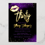 Invitación Con Relieve Metalizado Beso de oro morado de diamante 30 cumpleaños<br><div class="desc">Más invitaciones de cumpleaños de bonito en la Pequeña Tienda Bayleigh!</div>